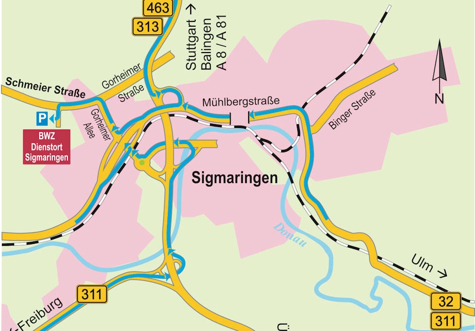 Anfahrtsplan BWZ Dienstsitz Sigmaringen